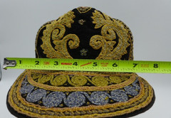 Vintage Myanmar Burma Beaded Embroidered Velvet Hand Made Caps Black & Gold (2)