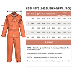 HISEA Men’s Long Sleeve Coverall Workwear Jumpsuit Boilersuit Anti-Stain&Wrinkle