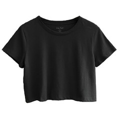 Women’s Loose Fit Crop Tops Round Neck Short Sleeve Casual 100% Cotton T-Shirts