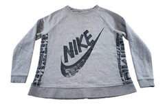 Nike Crewneck Sweatshirt Pullover Women’s Size M Gray Long Sleeve Unique Design