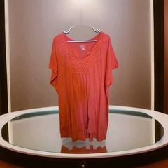 Women’s Crochet Bib Tunic Top 5X (30W/32W) Orange Pullover Plus Size Clothing