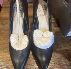 Vince Camuto Women’s Pointed Toe Pump Heels Black Leather Slip On 8.5 M