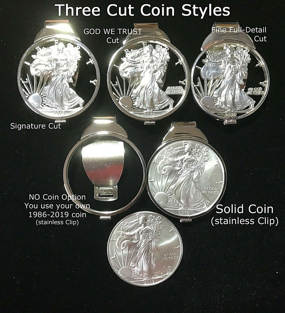 2022 2023 2024 Silver Dollar Money Clip 1oz US American Eagle Cut Coin Jewelry