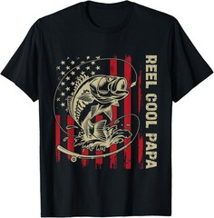 Reel Cool Papa Fishing Vintage American Flag Men’s T-Shirt