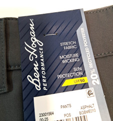 Ben Hogan Mens Performance Pants Stretch Fabric Size 36×32 Grey Asphalt Gray New