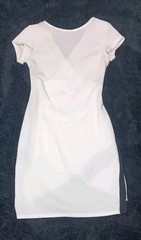 Almost Famous Faux Wrap Surplice Bodycon Mini Dress M Black & White Colorblock
