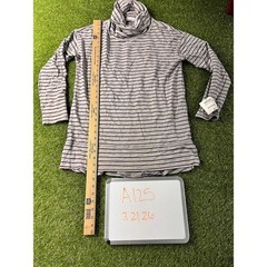 Liz Claiborne Weekend Womens Size Medium Striped Top Cowl Turtle Neck Gray
