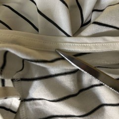 White House Black Market Top black white striped one sleeve Womens size Large