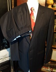 vtg Ermenegildo Zegna 38S 33×29.5 Chalk Stripe Pant Suit Wool Cashmere Flannel