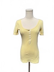 Y2K Abercrombie & Fitch Yellow Short Sleeve Henley Tee Size L