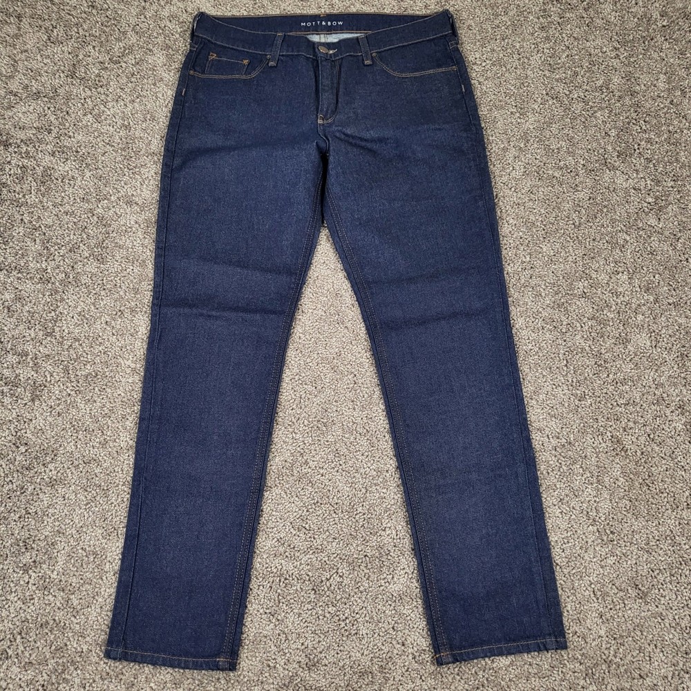 Mott & Bow Ludlow Boyfriend Jeans Womens 29×30 Fits 33×30 Dark Indigo Resin Wash