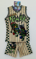 NWOT: Nickelodeon TMNT Boys 2-Pc Mesh Jersey & Shorts Set Size 6/7 Green/Beige