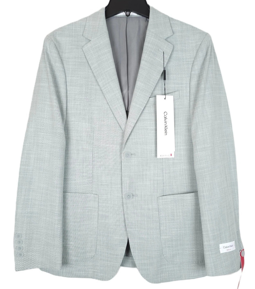 NWT CALVIN KLEIN Slim Fit Soft Stretch Mint Green Sport Coat Blazer 38R