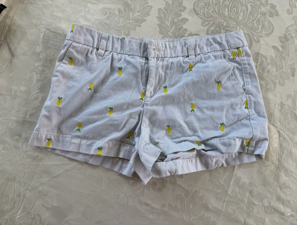 Merona Women’s Chino Shorts Size 4 Light Blue Pineapple Embroidered Cuffed