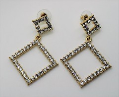 C322 Unique Design gold Tone post clear color Wedding Prom Drop Fashion Earring