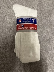3 Pairs Men White Circulatory Diabetic Crew Mid Calf Socks Loose Fit size 10 13