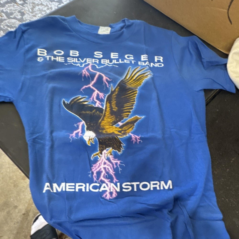CHED by Anvil Bob Seger American Storm Blue Graphic Tee 50/50 Size M