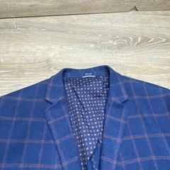 Crown & Ivy Sport Coat Mens 52R Blue Windowpane Check Blazer Professional