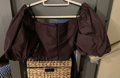 IBlues Italy Burgundy Satin Off Shoulder Crop Top Sz IT 42 UK 10