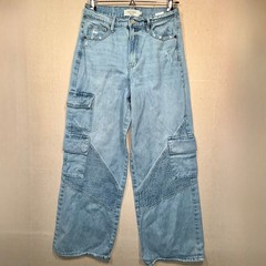 Hidden Los Angeles Cargo Jeans Light Wash Distressed Denim Women’s Size 26