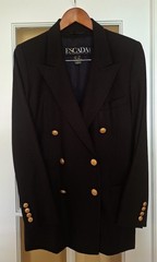 Escada by Margaretha Ley Double-Breasted Blazer Jacket Gold Buttons Size 40