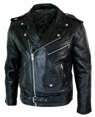Men’s Motorcycle Leather jacket Genuine Buffalo Skin Brando Style BlackBiker New