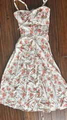 Floral Sweetheart Midi Sundress Lace-Up Corset Back Adjustable Straps S