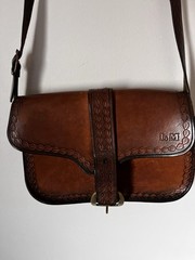 Vintage Genuine Leather Shoulder Bag/Handmade Satchel Rich Cognac Brown