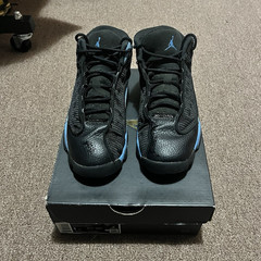 Jordan Air Jordan 13 Retro PS Kids 1Y Black/Blue Leather Mid Top