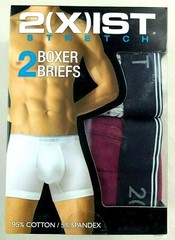 2(X)IST Mens Boxer Briefs M or L 2 Pack Red Pine Print Cotton Stretch Logo Waist