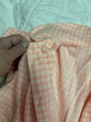 Vintage 1970s Duster House Coat Robe Dress PINK Gingham Unfinished or (Fabric)