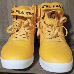 FILA Men’s Yellow Mid-Top Athletic Sneakers Lace-Up Hook & Loop Red/Blue