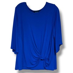 Karen Kane Flare Sleeve Top 0X Royal Blue Twist Knot Pullover Blouse