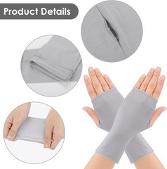 4 Pairs Sunblock Fingerless Gloves for Women UV Protection Wrist Length Gloves L