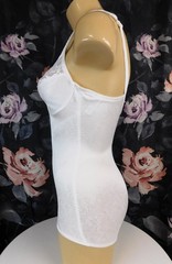 Vintage Flexxees 36B All in One White Satin Girdle Bodysuit Wire Cups-Style 685