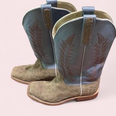 Anderson Bean Brown Full Quill Ostrich Mens Size 10.5 EE Cowboy Boots