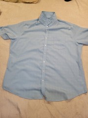 Croft & Barrow Men’s 2XL Blue Solid Easy Care Short Sleeve Button-Up Shirt