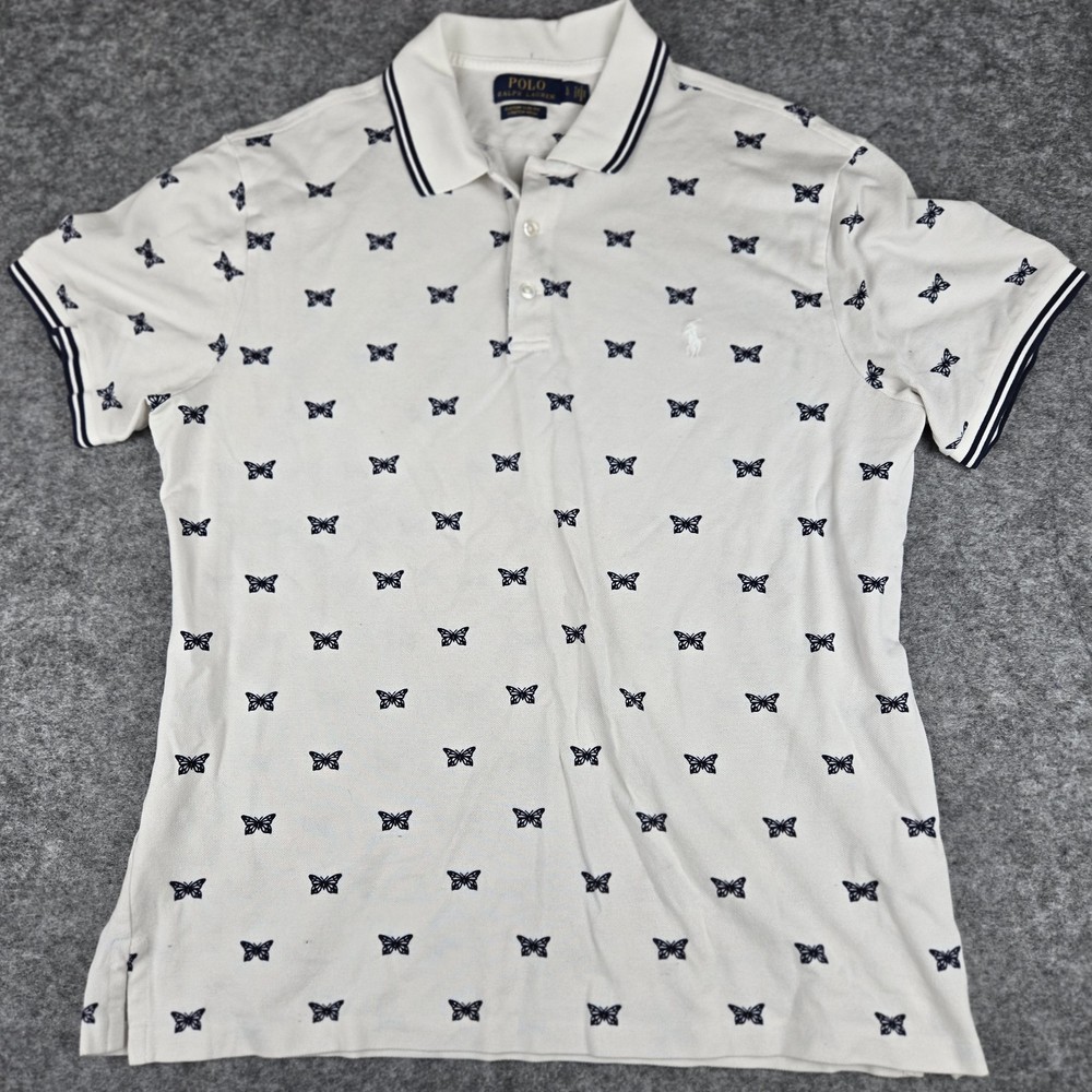 Polo Ralph Lauren Mens Shirt Large Custom Slim Fit Butterfly All Over Print