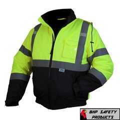 HIGH VISIBILITY WATERPROOF INSULATED HI VIS REFLECTIVE ROAD WORK BOMBER JACKET
