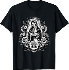 Cosas Mexicanas Apparel Co Virgen de Guadalupe Virgin Mary Virgencita Floral Tee