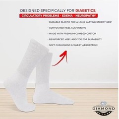 Diamond Star Diabetic Socks 13-15 Black Non-Elastic Loose Fit Top 10-13 3pk