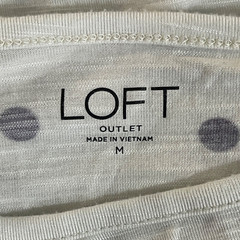 Ann Taylor LOFT Top Womens Medium Stretch Short Sleeve Ruffled Polka Dot