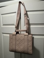ALDO Pink Embossed Logo Satchel Top Handle Bag Shoulder Strap, Zip, Gold HW