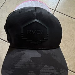 RVCA Men’s Flexfit Fitted Baseball Cap Hat Black Camouflage Size l/xl