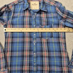 Hollister Shirt Womens XS Blue Plaid Flannel Button Up Long Sleeve Y2K Cowgirl