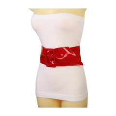 Women Red Faux Patent Leather Wide Premium Fashion Cool Belt Big Buckles Fit S M