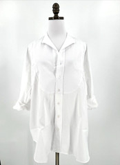Frank & Eileen Italian Victoria Tuxedo Shirt Womens White SuperLuxe Sz S