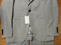 NWT! Mens Reiss Relief Slim Fit Single Button Peak Lapel 3-Piece Suit 38R 32W