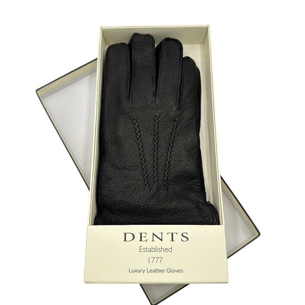 Dents Luxury Leather Gloves Mens Size Med Dark Brown Winter Driving Gloves NIB