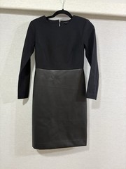 Ann Taylor Half Leather Black Sheath Dress Size 0